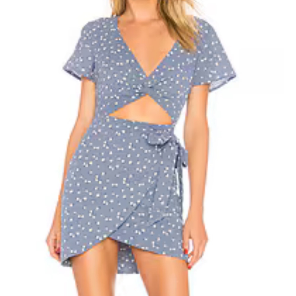 Revolve Majorelle Evelyn Floral Blue Mini Dress